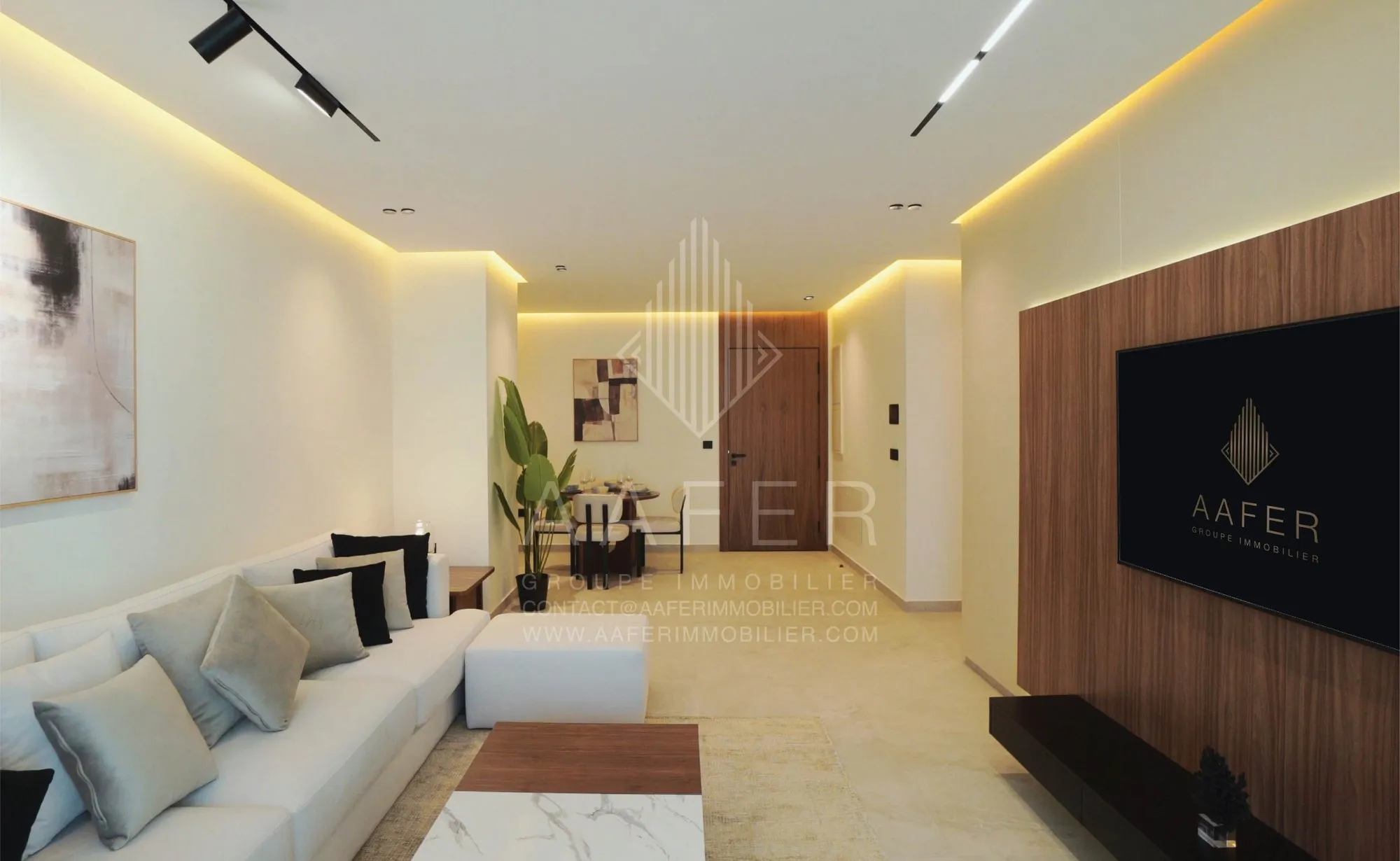 Woonkamer van een modelappartement in Archipel