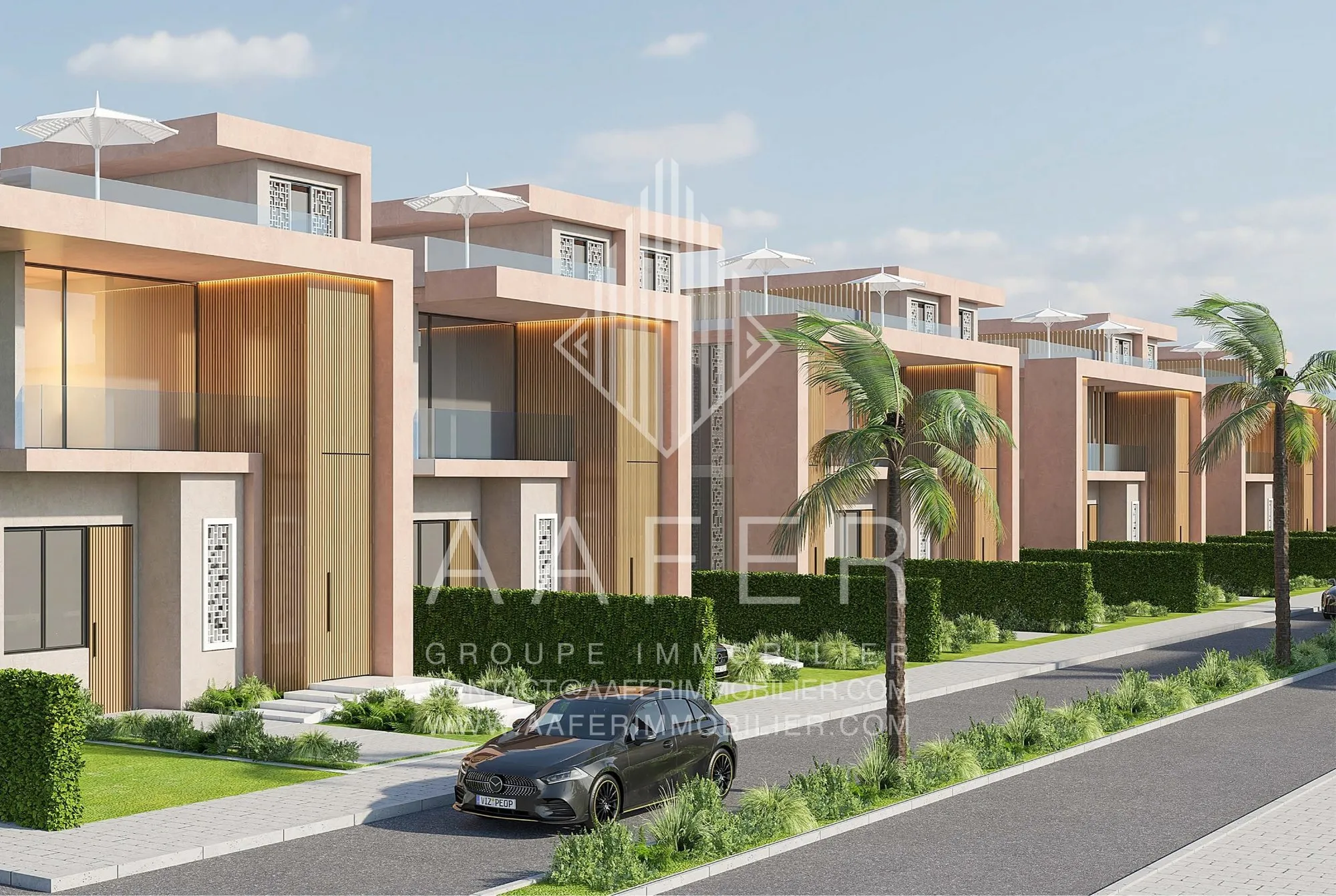 Impressie van villa-entrees in Aryano