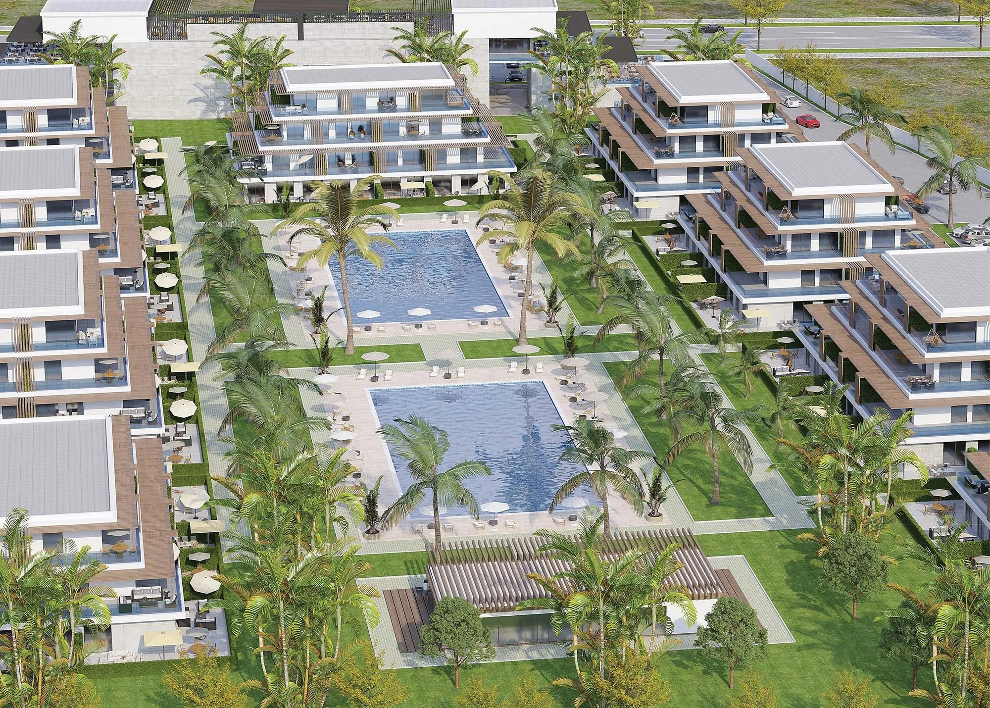 Luchtbeeld van het complex Cabo Golf in Cabo Negro