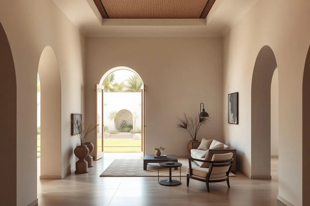 Villa-interieur in Marokkaanse stijl, open naar de tuin