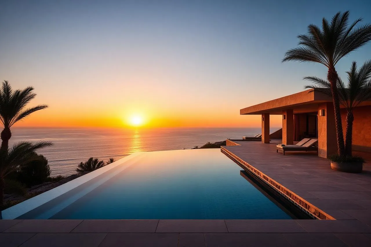 Villa met zwembad en zicht op de oceaan bij Achakar, Tanger