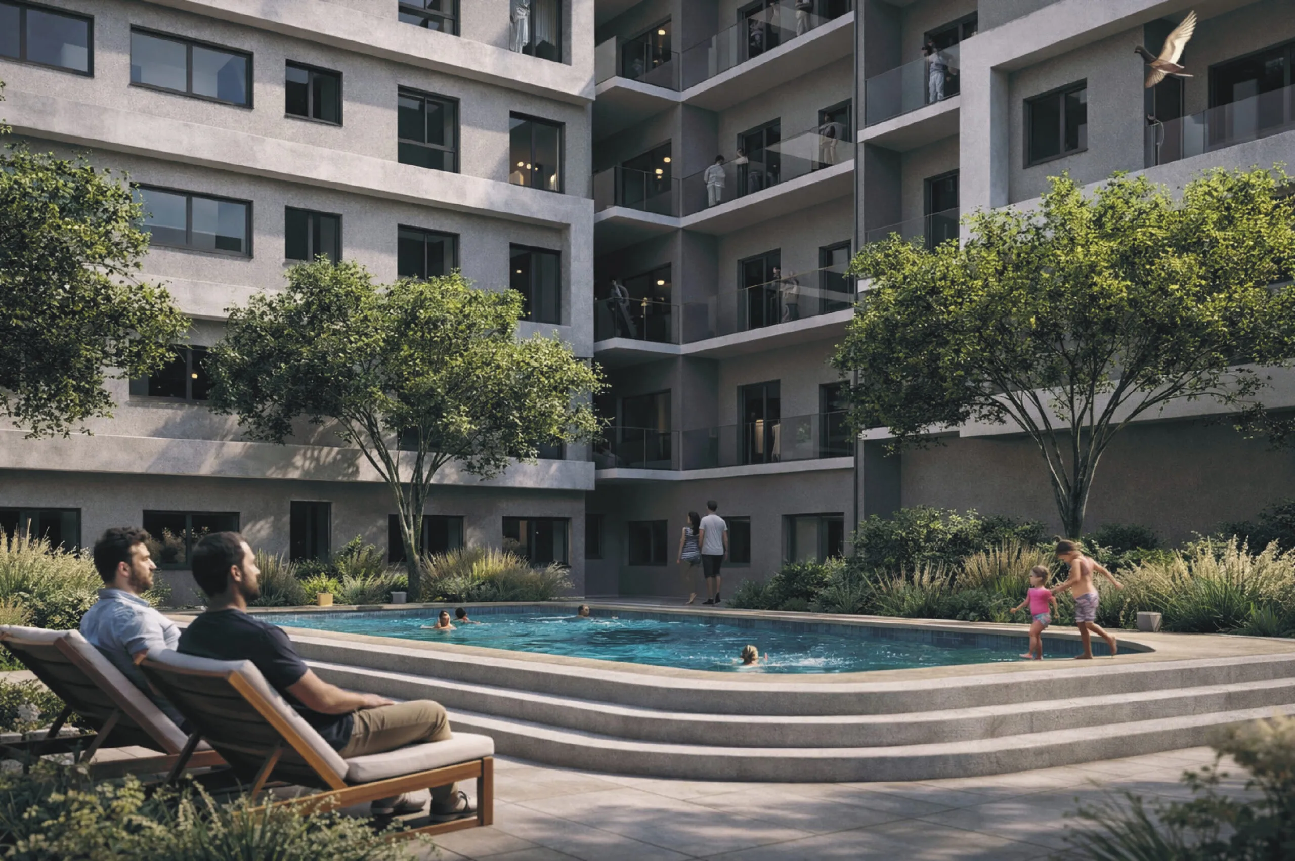 Binnentuin met zwembad bij Nest in Tanger