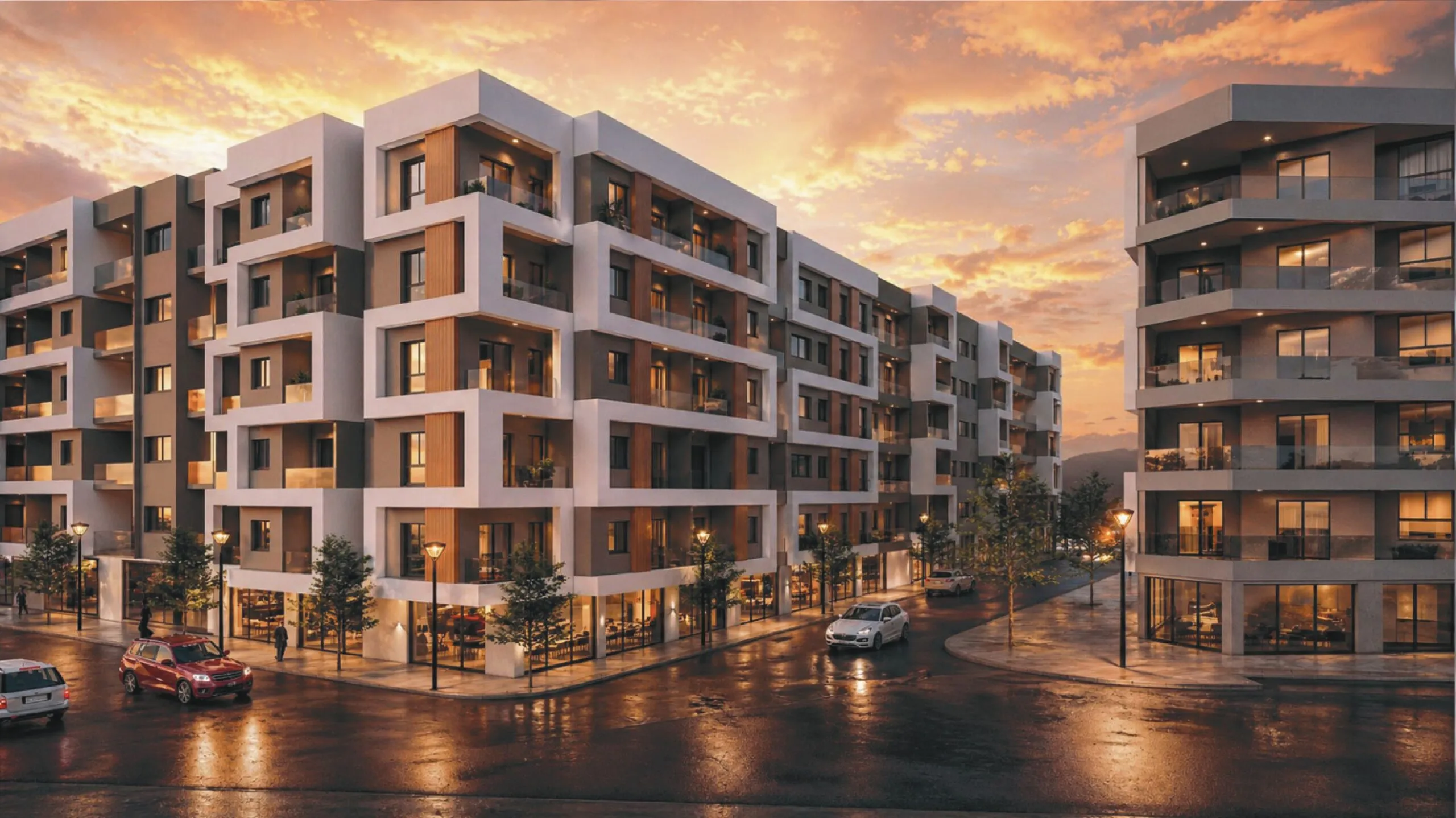 Straatbeeld van de residentie Nest in Tanger