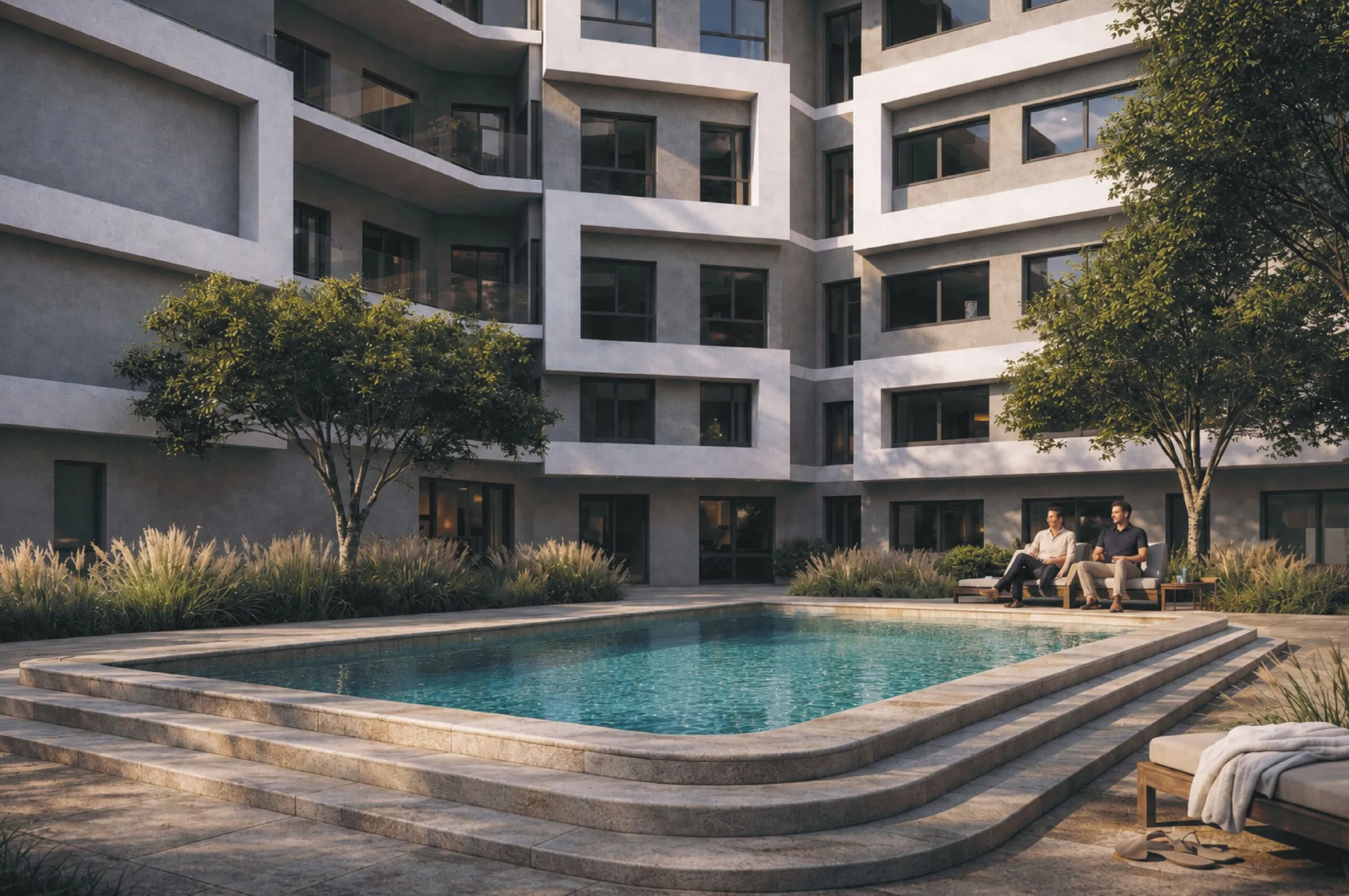 Zwembad in de binnentuin van Nest in Tanger