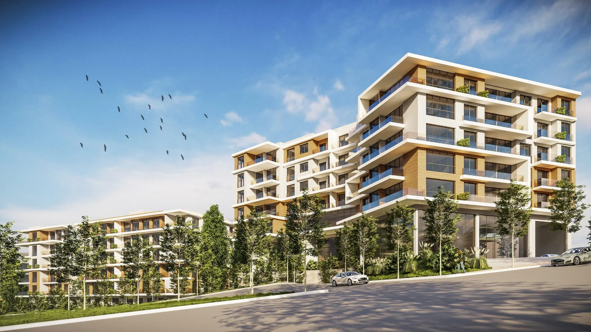 Gebouw van Perla aan de straatzijde