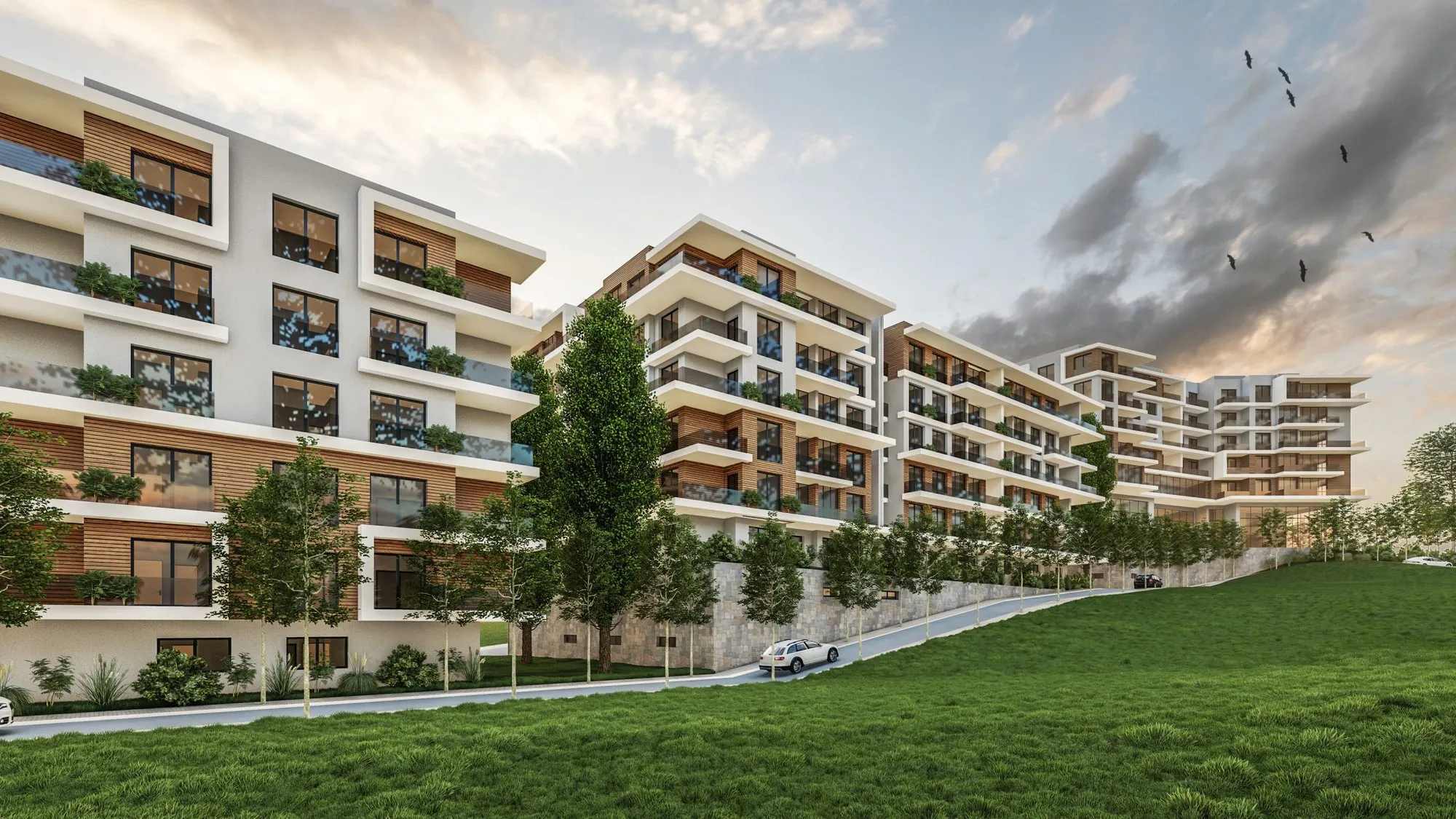 Appartementsgebouwen van residentie Perla in Tanja Balia, Tanger