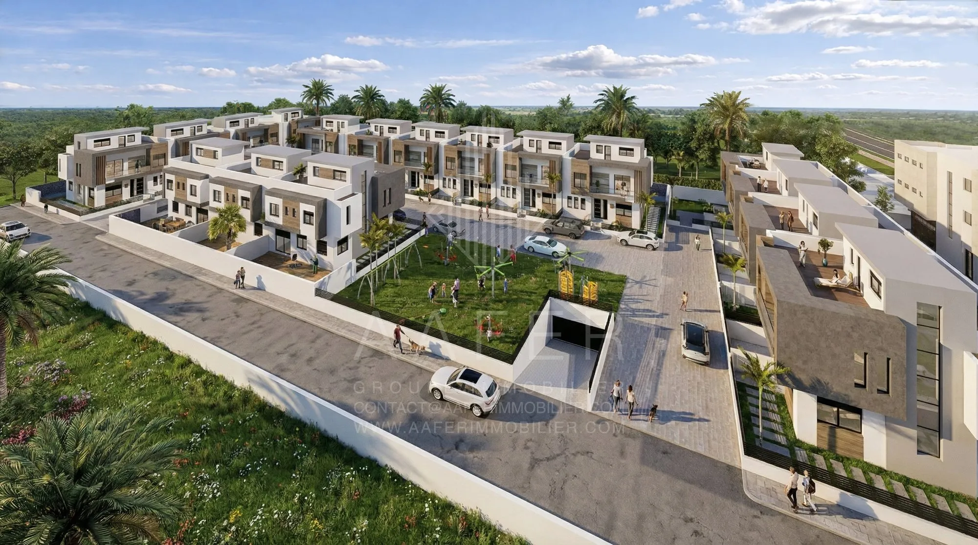 Luchtbeeld van het villacomplex Puerta de Tetuán